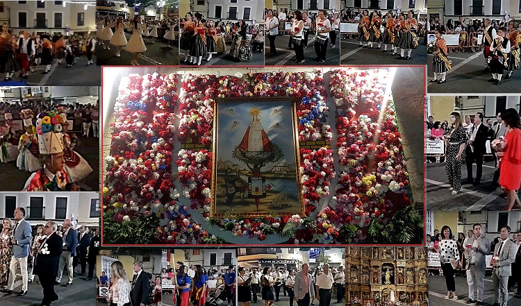 La Ofrenda de Flores a la imagen de la Virgen de Riánsares resulta lucida un año más con la presencia de grupos de la comarca