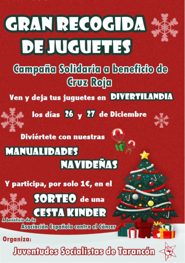 Juventudes Socialistas de Tarancón realiza una campaña de recogida de juguetes hoy y mañana en el Pabellón de Ferias de Tarancón