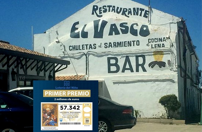 El Restaurante el Vasco de Villarrubio reparte también 4 series del gordo del Sorteo Extraordinario del Niño del número 57342