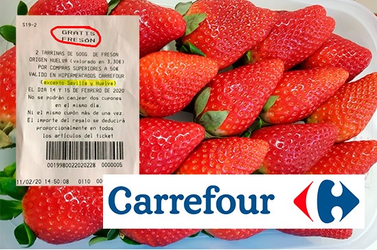 Carrefour regala fresas en plena crisis de los agricultores al límite
