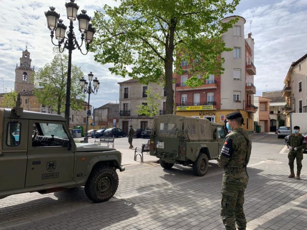 Efectivos del Ministerio de Defensa desplazados hoy en Belinchón y Carrascosa del Campo realizarán cometidos de apoyo a Fuerzas y Cuerpos de Seguridad del Estado, vigilancia, reconocimiento y/o desinfecciones en diferentes áreas e infraestructuras