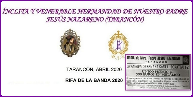 La Hdad. Jesús Nazareno anuncia que realizará la rifa que tenía pendiente, una vez que se reanuden los sorteos por parte de Apuestas y Loterías del Estado