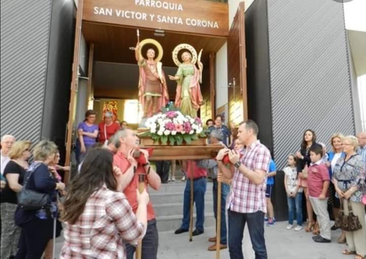 La festividad de San Victor y Santa Corona, reducida a una misa  a traves de redes sociales desde la Parroquia de la Barriada que está dedicada a los co patronos de Tarancón.