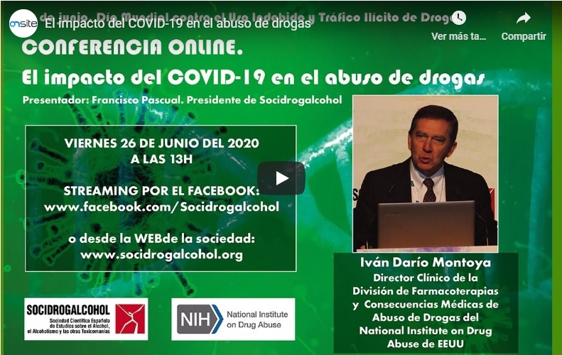SOCIDROGALCOHOL organiza una conferencia online sobre el impacto de la COVID-19 en el abuso de drogas