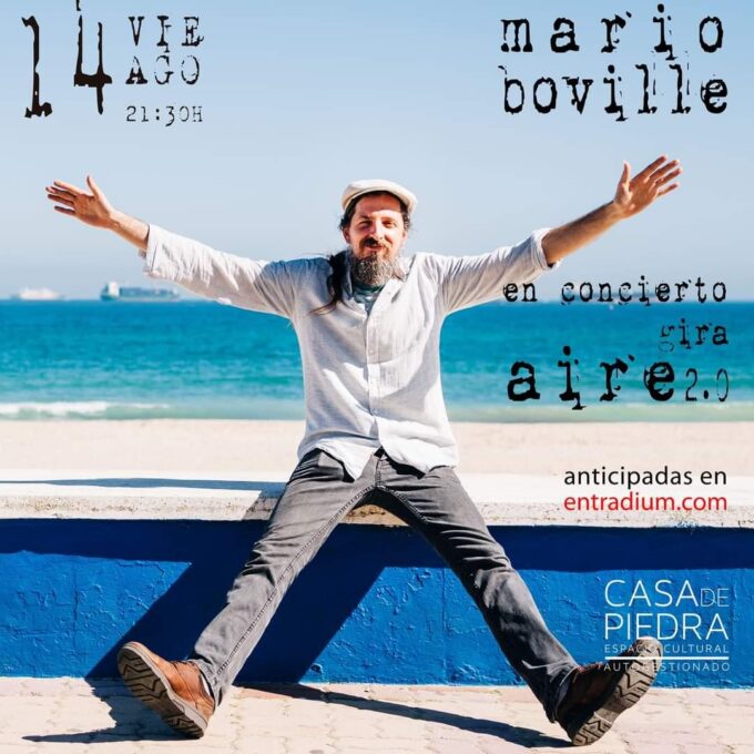 El cantautor madrileño Mario Boville, inicia su gira en solitario en Tarancón, (Casa de Piedra el 14 de agosto),con el “concierto gira aire 2,0”