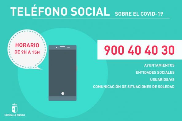 Castilla-La Mancha mantiene activo el Teléfono Social tras atender más de 4.000 llamadas