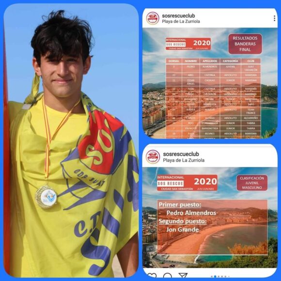 Nuevo éxito del nadador taranconero del SVAT Pedro Almendros Diaz, ahora, en una prueba Internacional SOS Rescue 2020, mejor juvenil