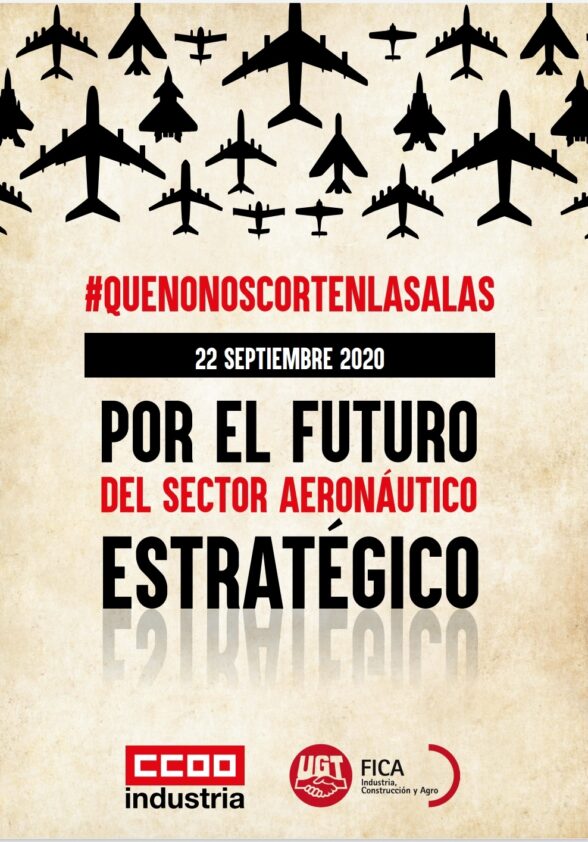 CCOO de Industria y UGT-FICA convocan el martes una jornada de huelga y movilizaciones para frenar los ERE y exigir soluciones para el sector aeroespacial