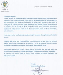 Carta peña el mosto
