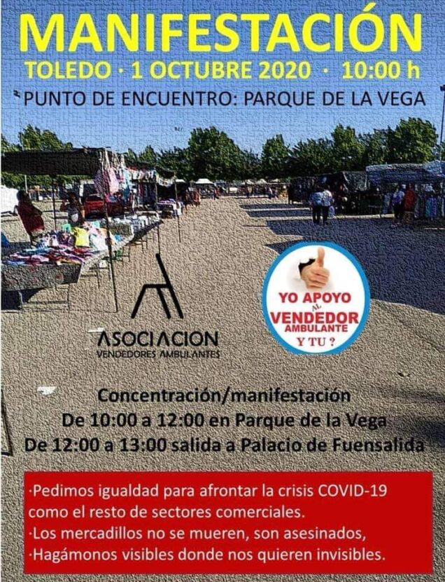 Manifiestación en Toledo el Jueves 1 de octubre para defender derechos de la venta ambulante