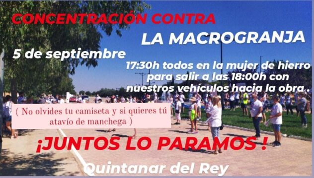 Plataforma Stop Macrogranjas en Quintanar del Rey convoca una manifestación para el 5 de Septiembre