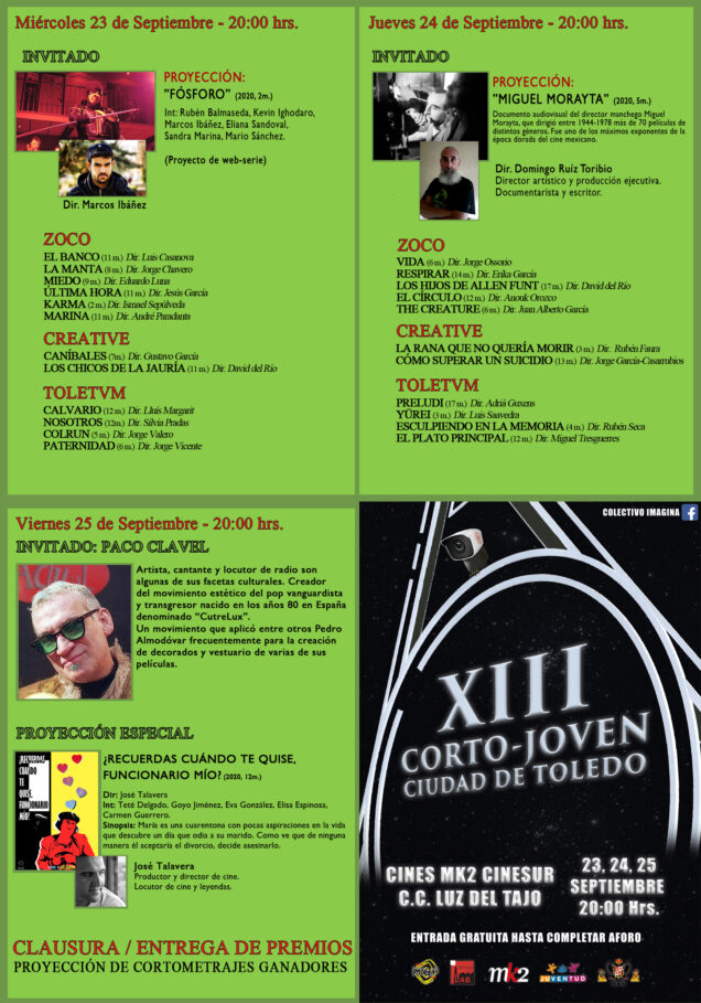 XIII Concurso corto-joven Ciudad de Toledo 23, 24 y 25 de Septiembre.