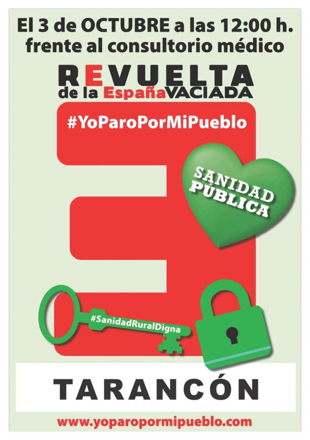 La España Vaciada convoca una concentración de 5 minutos el 3 de octubre a las puertas de los centros de Salud, en defensa de la sanidad pública y por una sanidad rural digna