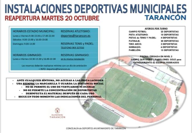 El Ayuntamiento de Tarancón autoriza la reapertura de algunas de las instalaciones deportivas