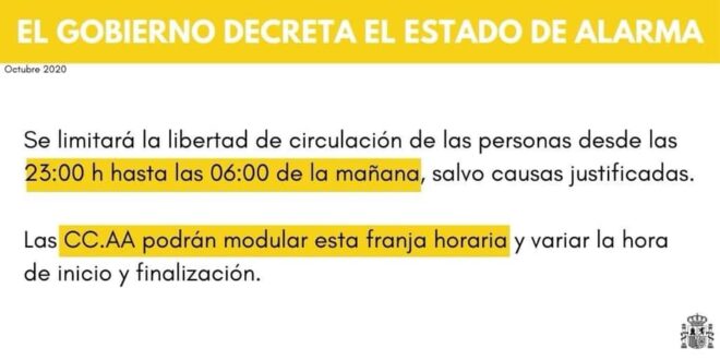 Desde esta misma noche se limita la circulación de personas desde las 23:00 a las 06:00 horas tras la entrada en vigor del Estado de Alarma