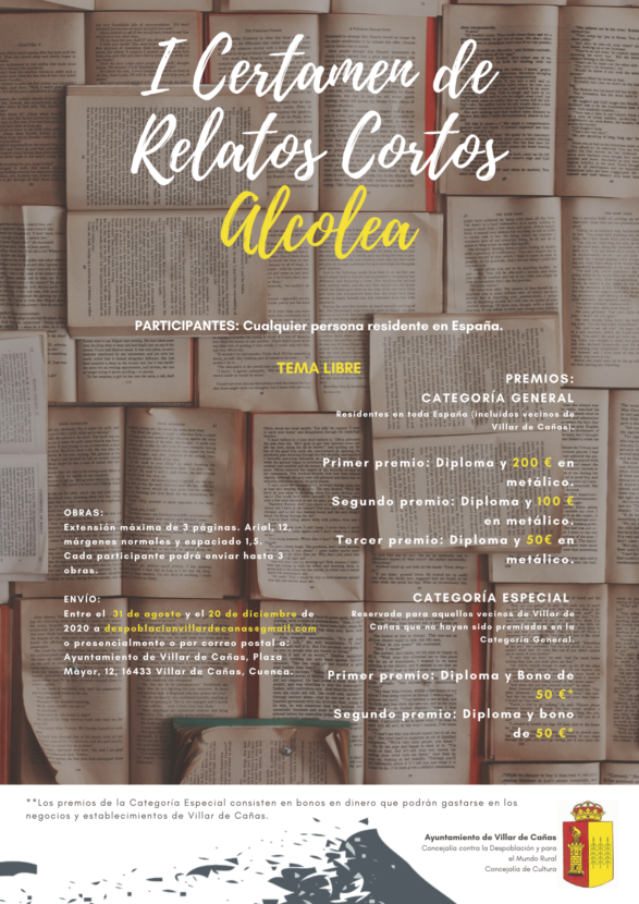 Finaliza el plazo para enviar candidaturas al I Certamen de Relatos Cortos <<Alcolea>> de Villar de Cañas con una gran participación.