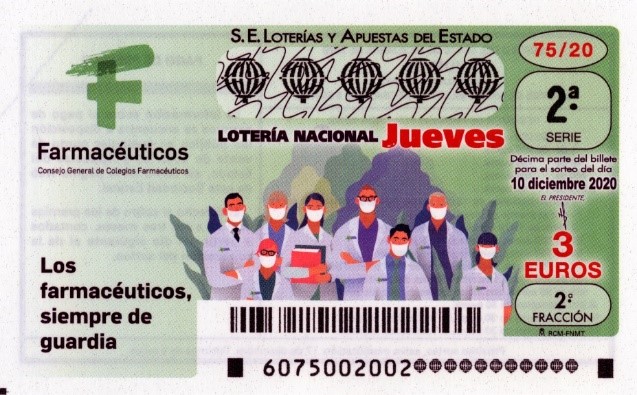 Lotería Nacional dedica un décimo a la profesión farmacéutica por su labor en la pandemia