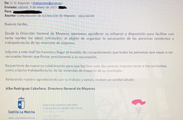 El PP pregunta al Sescam por qué no se han vacunado a mayores de viviendas tuteladas y qué criterio ha seguido en el Virgen de la Luz