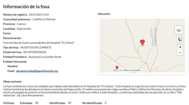 El Gobierno de España incluye la fosa común de Pajaroncillo (Cuenca) en el mapa de fosas de España