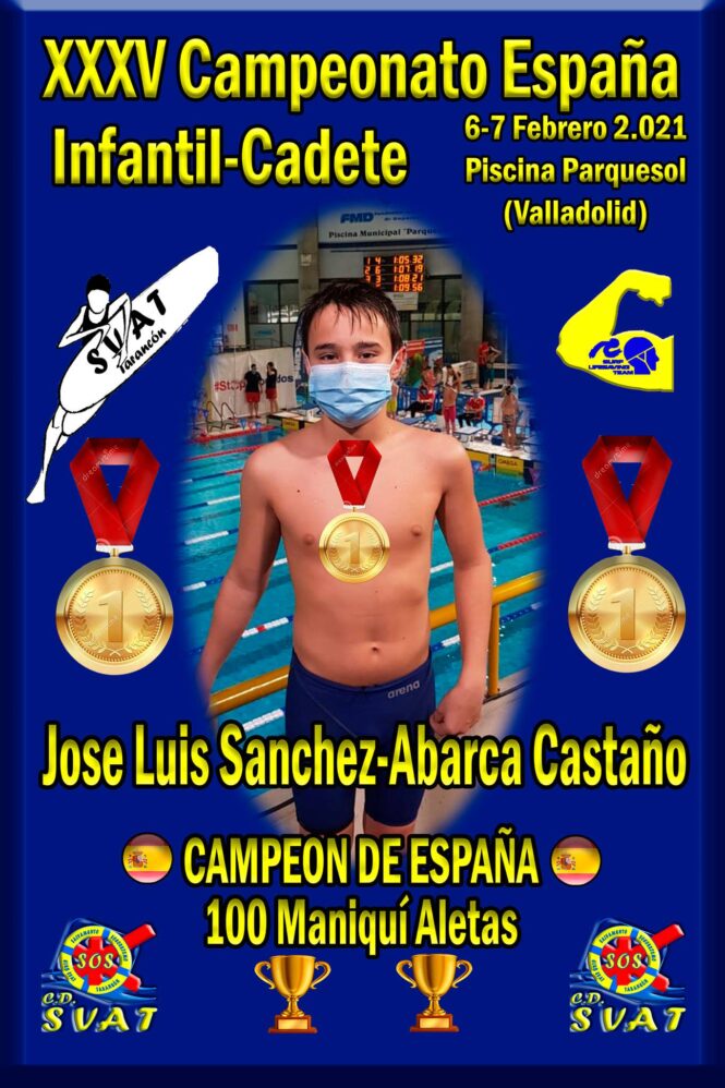 De cuatro pruebas realizadas, tres medallas para el nadador taranconero José Luis Sánchez Abarca en el XXXV Campeonato de España de Salvamento y Socorrismo, categoría Infantil.