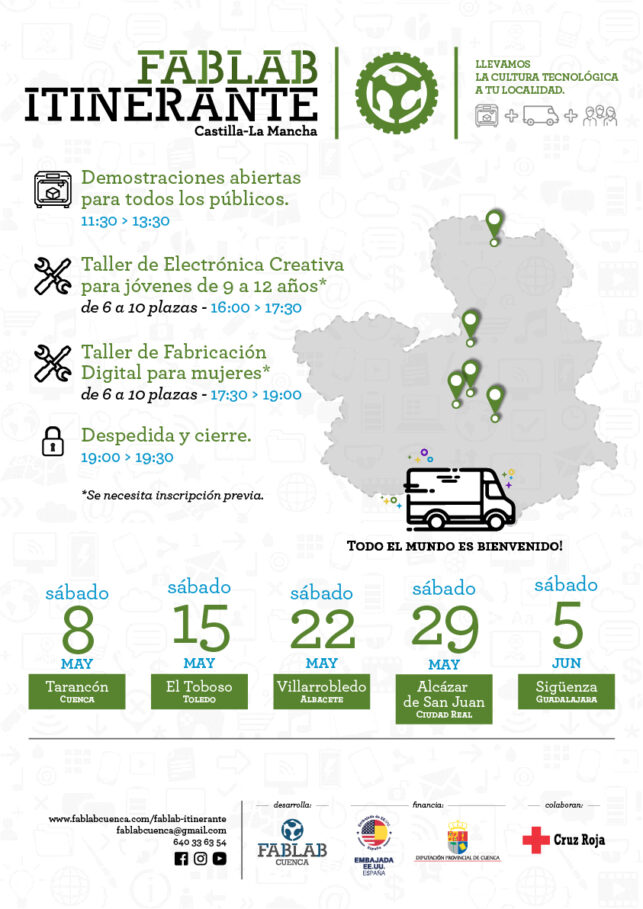 Arranca FabLab Itinerante, el laboratorio de  fabricación digital sobre ruedas con una ruta en la  que visitará Tarancón este sábado 8 de Mayo