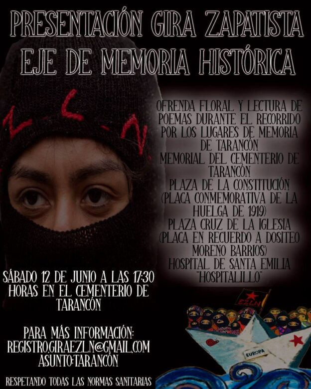 El sábado 12 de junio, se hará la presentación de la gira Europea Zapatista en Tarancón del eje de Memoria Histórica