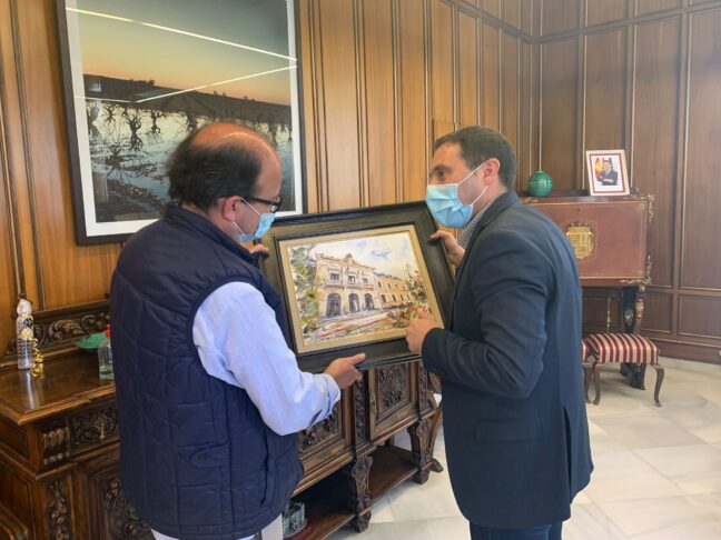Pedro Romero Sequí lleva a cabo una ilustración del Palacio Provincial que será utilizada como regalo institucional