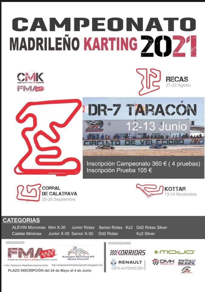 El circuito de velocidad DR7 de Tarancón, acoge este fin de semana la primera prueba del campeonato de Madrid de Karting 2021.