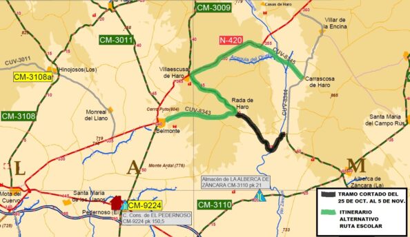 Este lunes se inician los trabajos de mejora de la CM-3009 en La Alberca de Záncara y Villaescusa de Haro