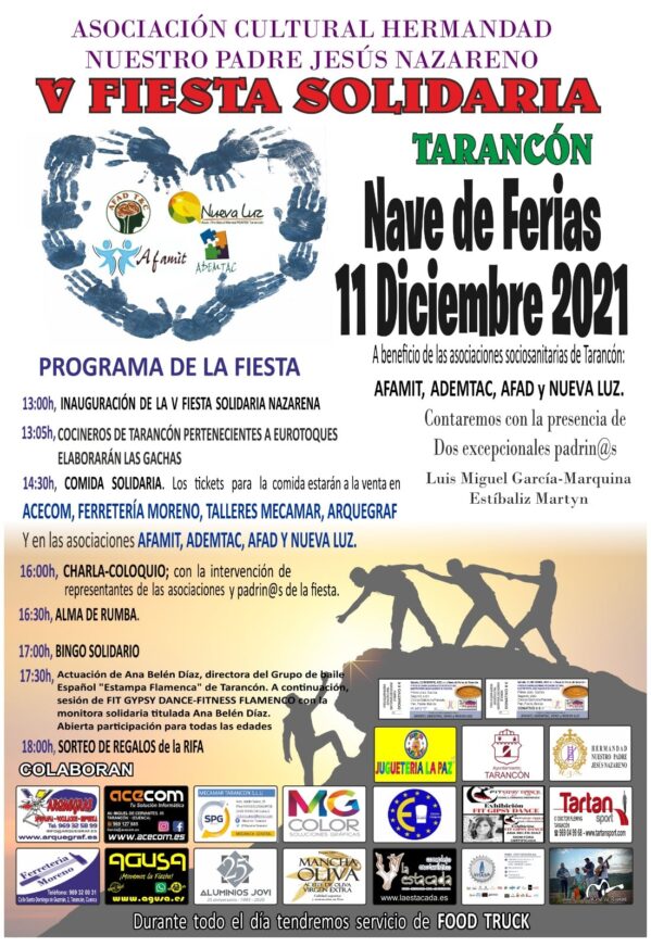 La Hdad. Ntro. Padre Jesús Nazareno de Tarancón celebra mañana sábado la V Fiesta Solidaria en el Pabellón de Ferias