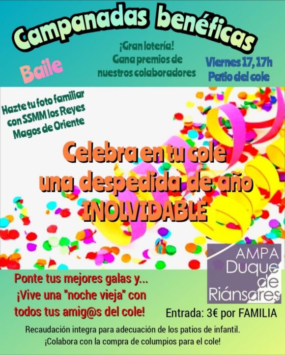 El próximo viernes 17 el AMPA Duque de Riánsares organiza una actividad benéfica para la adecuación y mejora de los patios de infantil del centro