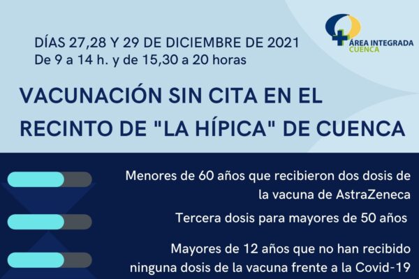Sanidad organiza una nueva vacunación sin cita previa en “La Hípica” para los menores de 60 años que recibieron la vacuna de AstraZeneca