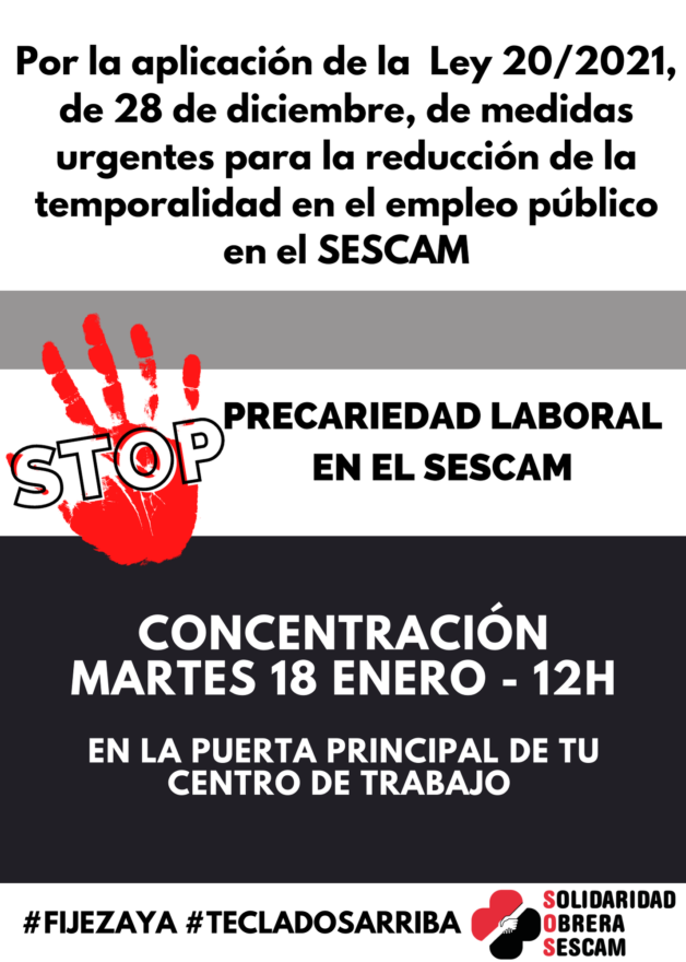 Concentración trabajadores temporales del Sescam por la aplicación de la nueva ley 20/2021