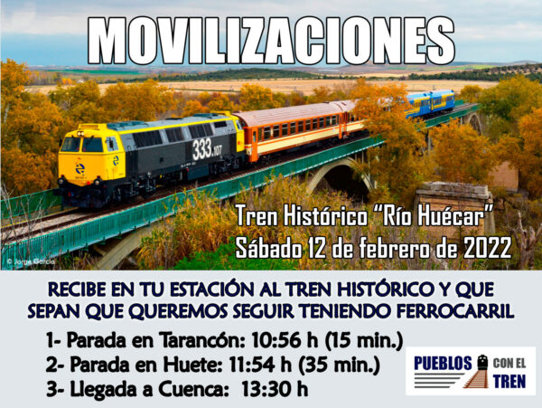 El tren histórico llegará a Tarancón el 12 de febrero a las 10:56 horas