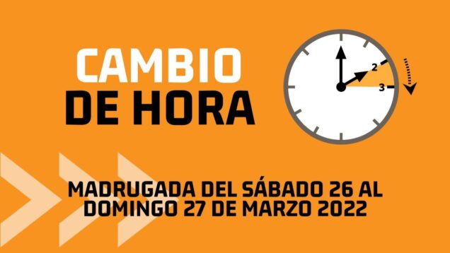 Cambio de hora de marzo, esta madrugada cambiamos al horario de verano y a las dos de la madrugada serán las tres
