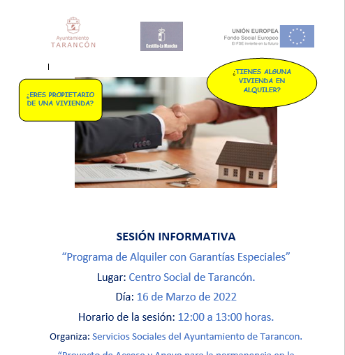 Sesión informativa sobre el Programa de Alquiler con Garantías Especiales en el Centro Social de Tarancón