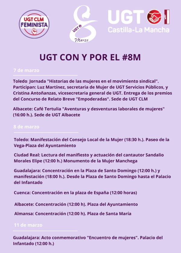 UGT conmemora el Día Internacional de la Mujer con varios actos repartidos por toda la región