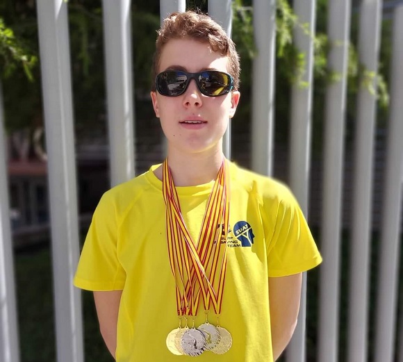 Cinco medallas (tres oro y dos plata) logra Adrián González Lopez en el Campeonato Clasificatorio de Primavera de Natación Adaptada, organizado por la Federación Española de Deportes para Ciegos