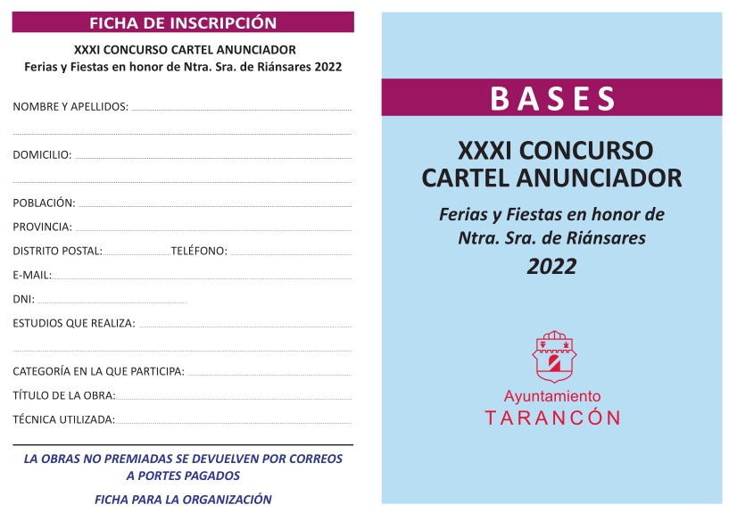 Convocado el XXXI Concurso del Cartel Anunciador para las Fiestas de Tarancón 2022