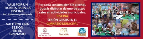 Este fin de semana comienza en Tarancón el programa 2X1 que premia a los jóvenes que no consumen alcohol