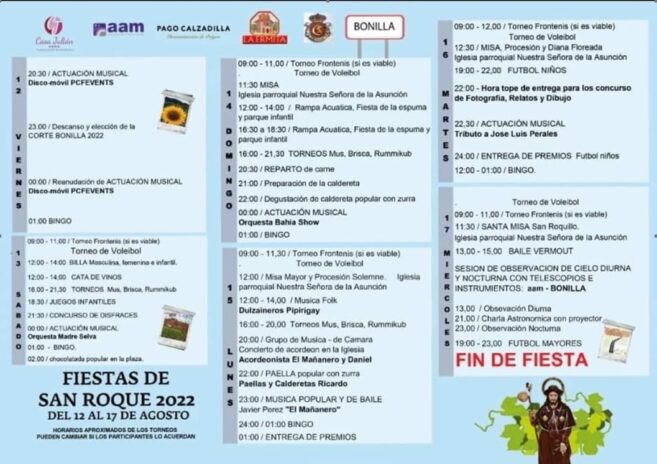 Fiestas de Bonilla del 12 al 17 de agosto