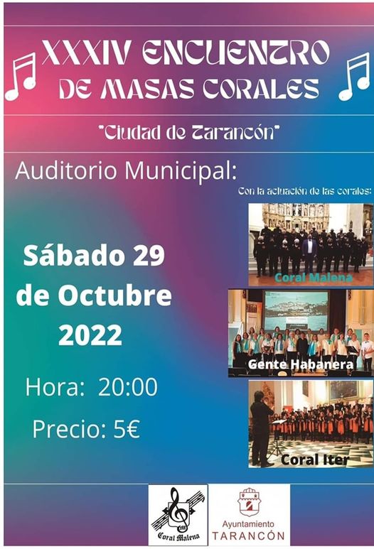 La Coral Malena reanuda este sábado 29 de octubre el XXXIV Encuentro de Masas Corales Ciudad de Tarancón