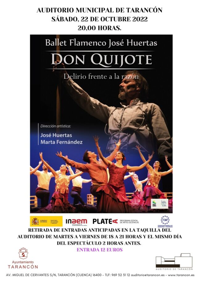 El Auditorio de Tarancón acoge este próximo sábado 22 de octubre el ballet clásico de José Huertas ´Don Quijote: Delirio frente a la razón´