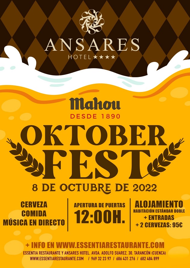 Vuelve la fiesta de la cerveza al Rte. Essentia de Tarancón con una promoción de alojamiento en el Hotel Ansares