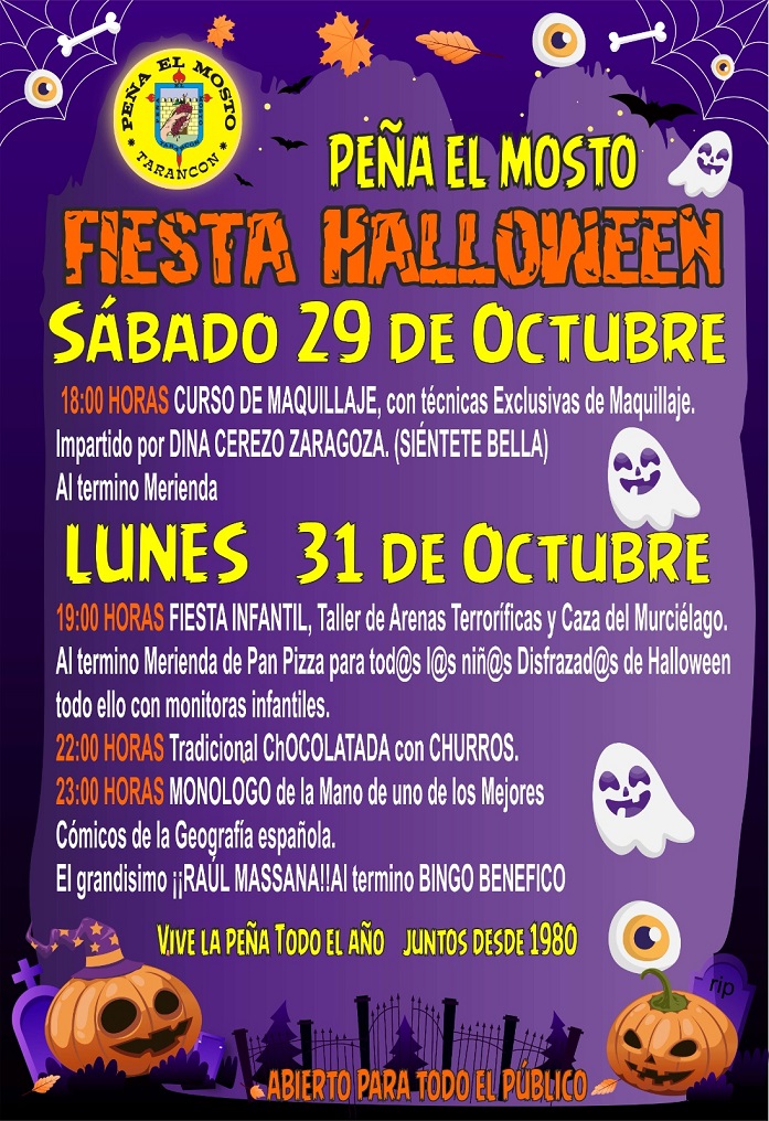 La Peña el Mosto de Tarancón celebrará la fiesta de Halloween con diversas actividades durante el fin de semana
