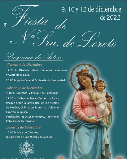 Festividad de la Virgen de Loreto, este año con procesión