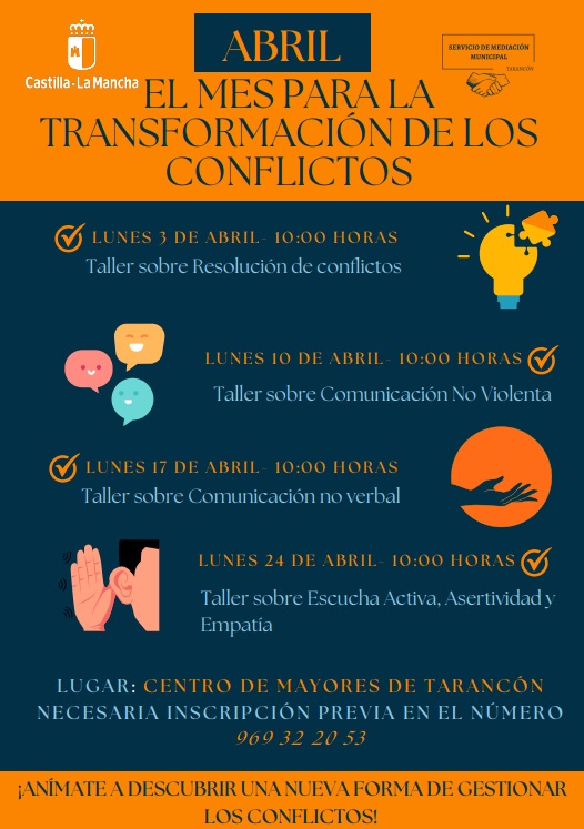 El Servicio de mediación municipal llevará a cabo en el Centro de Mayores de Tarancón unas jornadas dedicadas a iniciar a los mayores en la gestión de conflictos