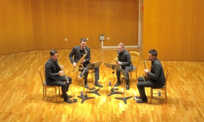El optense Jesús Reneses actuó el pasado viernes día 5 de mayo en el concierto que ofreció el cuarteto de saxofones Gaman Ensemble en el Teatro Auditorio de Cuenca José Luis Perales
