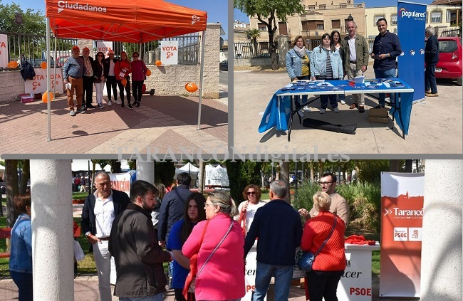 Continúa la campaña electoral en Tarancón y este jueves han estado con stand propio en el mercadillo PSOE, PP y Ciudadanos