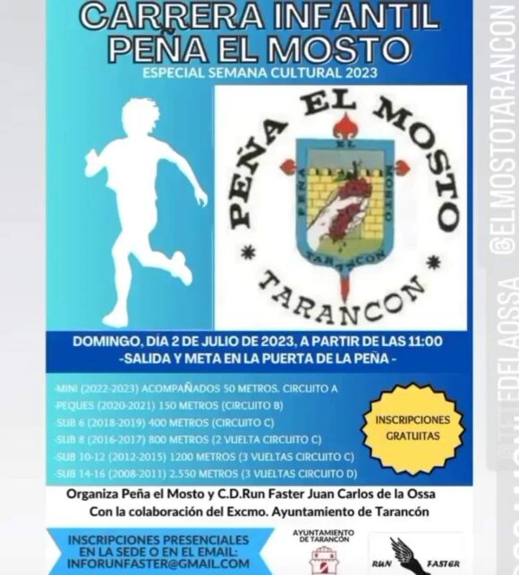 La emblemática Peña el Mosto de Tarancón, recupera con una carrera infantil su clásico Cross con motivo de la Semana Cultural